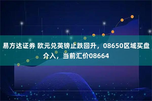易方达证券 欧元兑英镑止跌回升，08650区域买盘介入，当前汇价08664