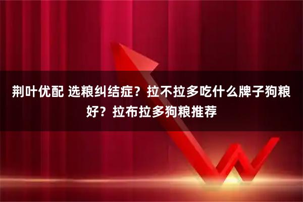 荆叶优配 选粮纠结症?拉不拉多吃什么牌子狗粮好?拉布拉多狗粮推荐